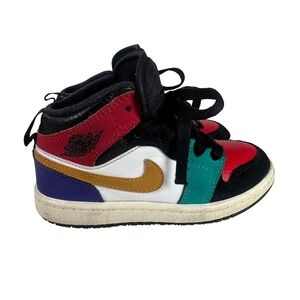 Kids Nike AIR JORDAN 1 Mid  Multi‎ Color Basketball Shoes Size 11C 640734-125